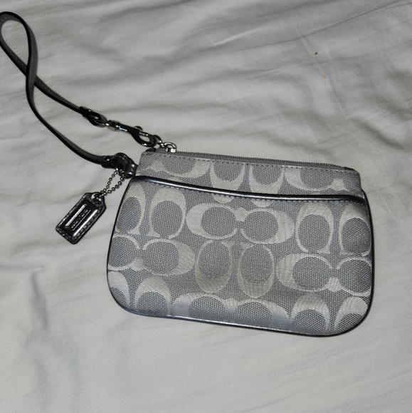Gray and Silver Coach Wristlet - Picture 1 of 7